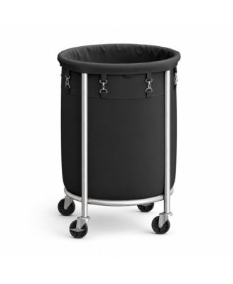 29 Gal Round Laundry Basket with 2 Locking Wheels and Liner