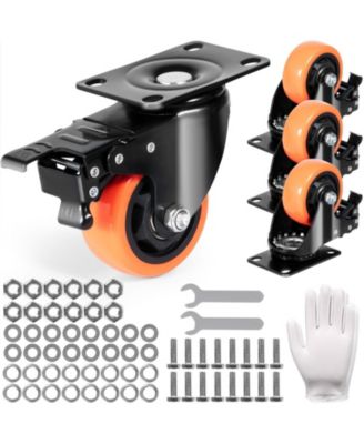 3-Inch Locking Swivel Caster Wheels Set of 4 for Office Chairs