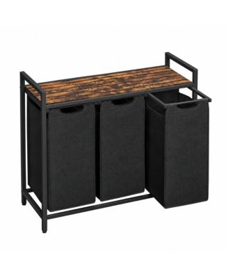 36.4 in Laundry Sorter with 3 Pull-Out Removable Bags and Top Shelf