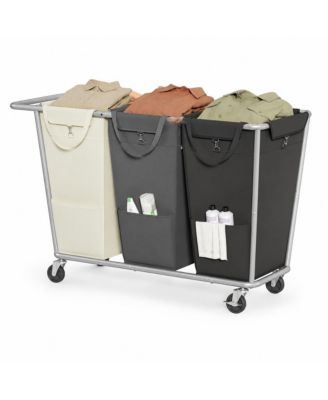 76.6 Gal 3-Section Rolling Laundry Hamper with Removable Bags