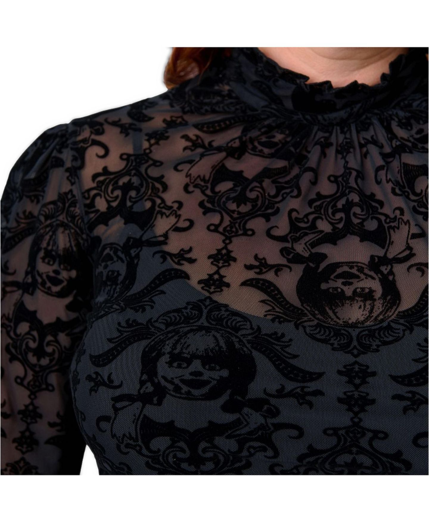 Женская блузка Unique Vintage Plus Size Donna, цвет: Чёрный с принтом — фото 4