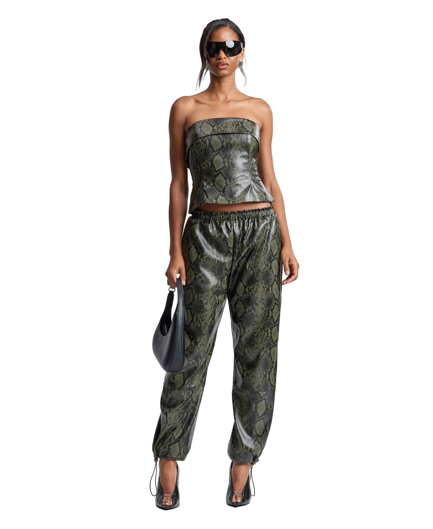Женские брюки Avec Les Filles Faux-Leather Pull-On Elastic-Waist, цвет: Зелёный — фото 4