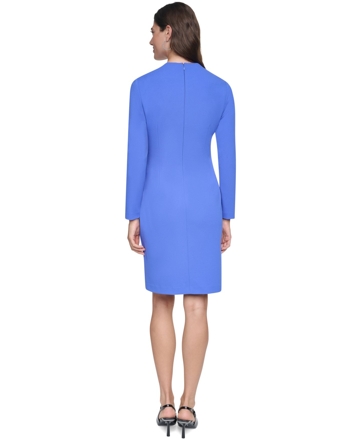 Женское платье DKNY Long-Sleeve Faux-Wrap Knee-Length, цвет: Delphinium — фото 5