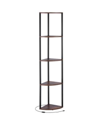 64-Inch 5-Tier Metal and MDF LED Corner Bookshelf