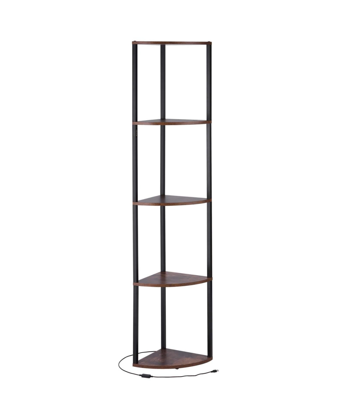 Sugift 64-Inch 5-Tier Metal and Mdf Led Corner Bookshelf
