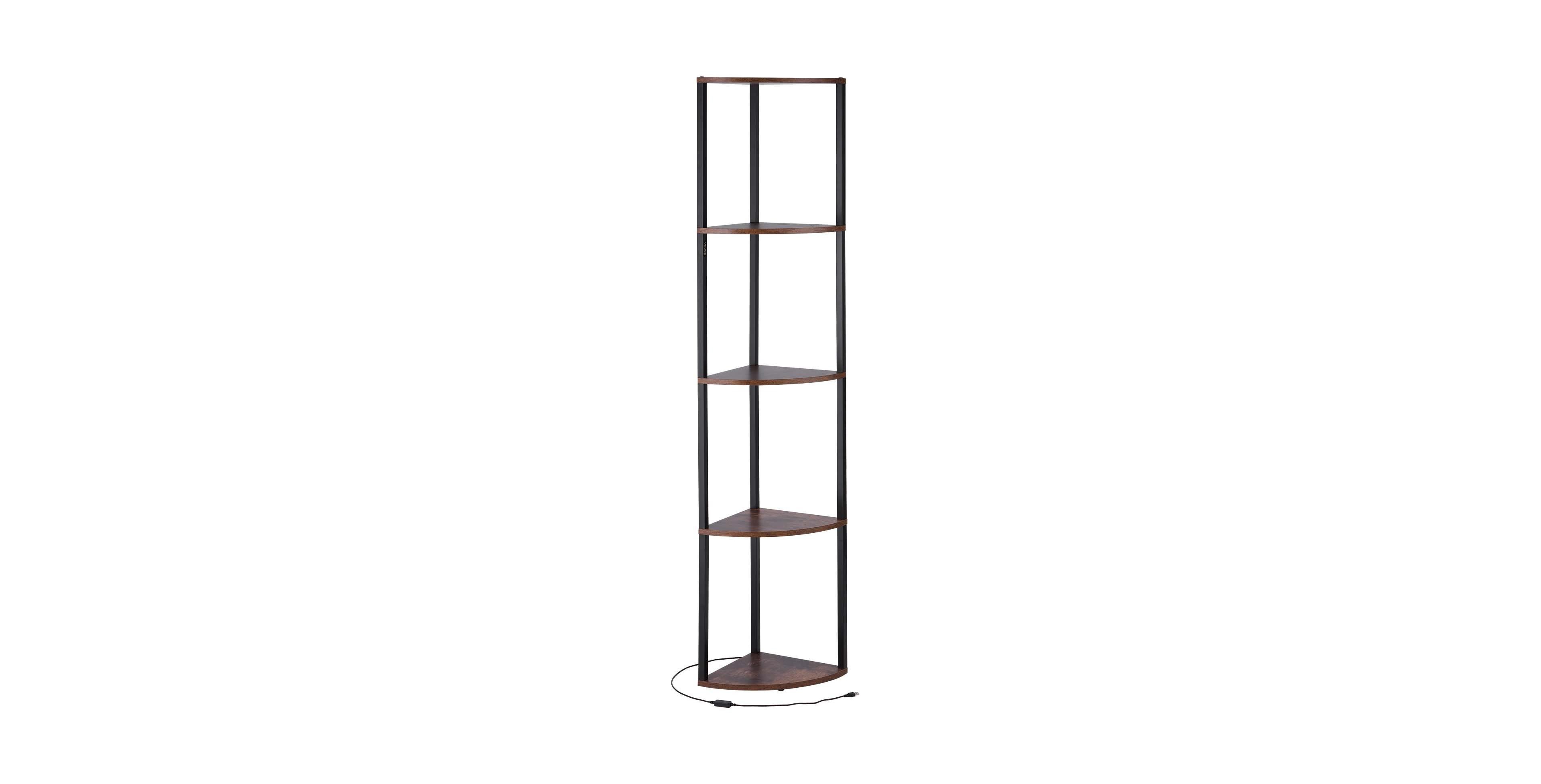 Sugift 64-Inch 5-Tier Metal and Mdf Led Corner Bookshelf