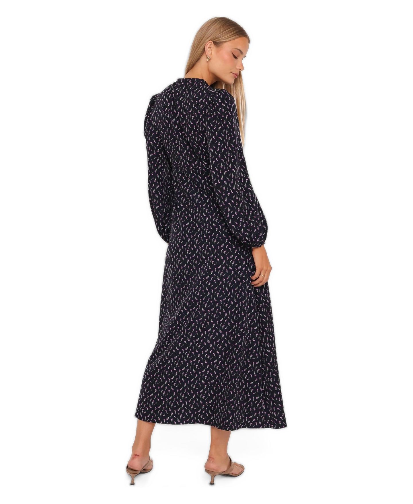 Женское платье Petal and Pup Tillie High Tie-Neck Lace Maxi, цвет: Тёмно-синий с принтом — фото 3