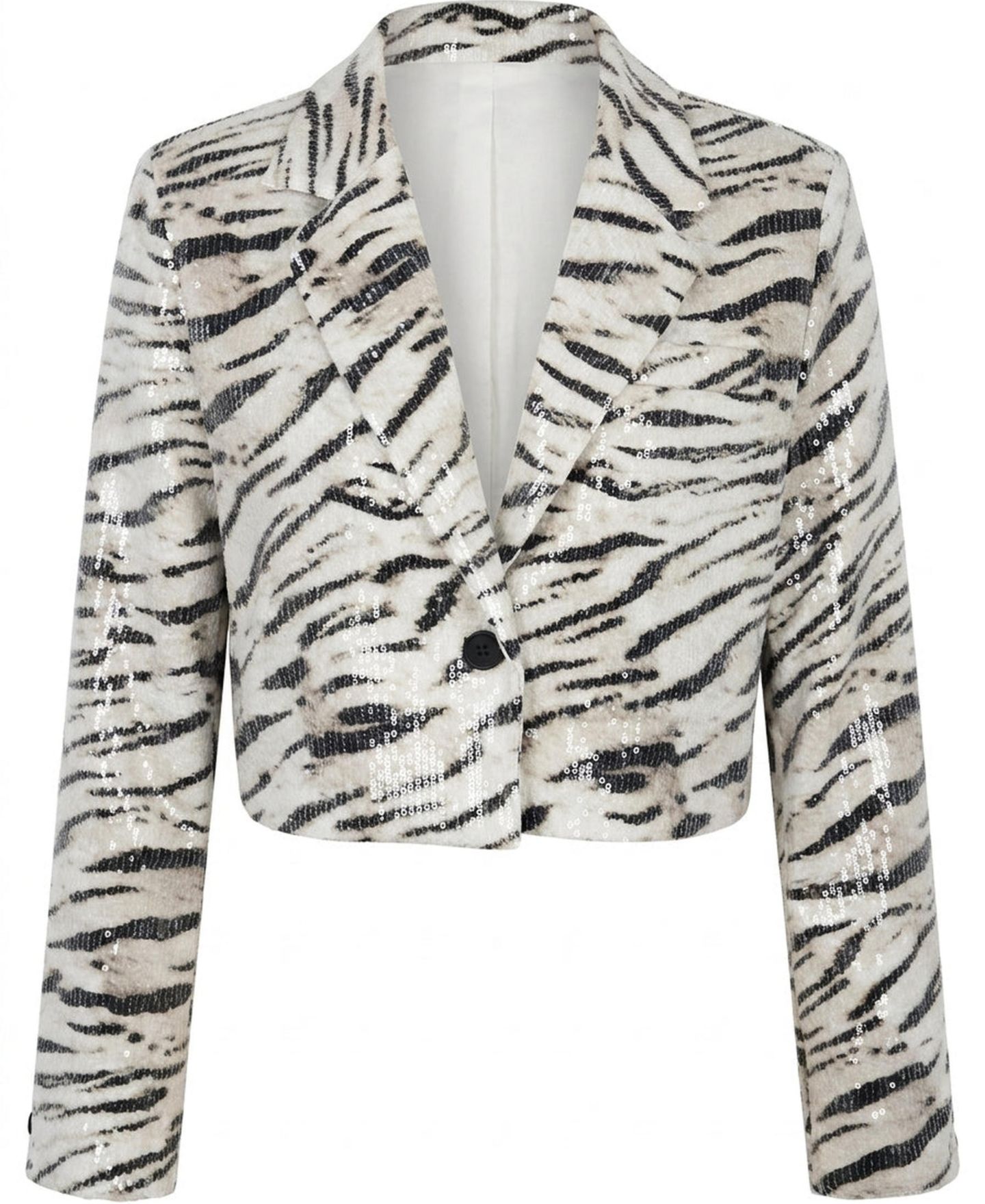 Женский пиджак Modenaire Leopard-Print Sequin Cropped Blazer, цвет: Белый — фото 5