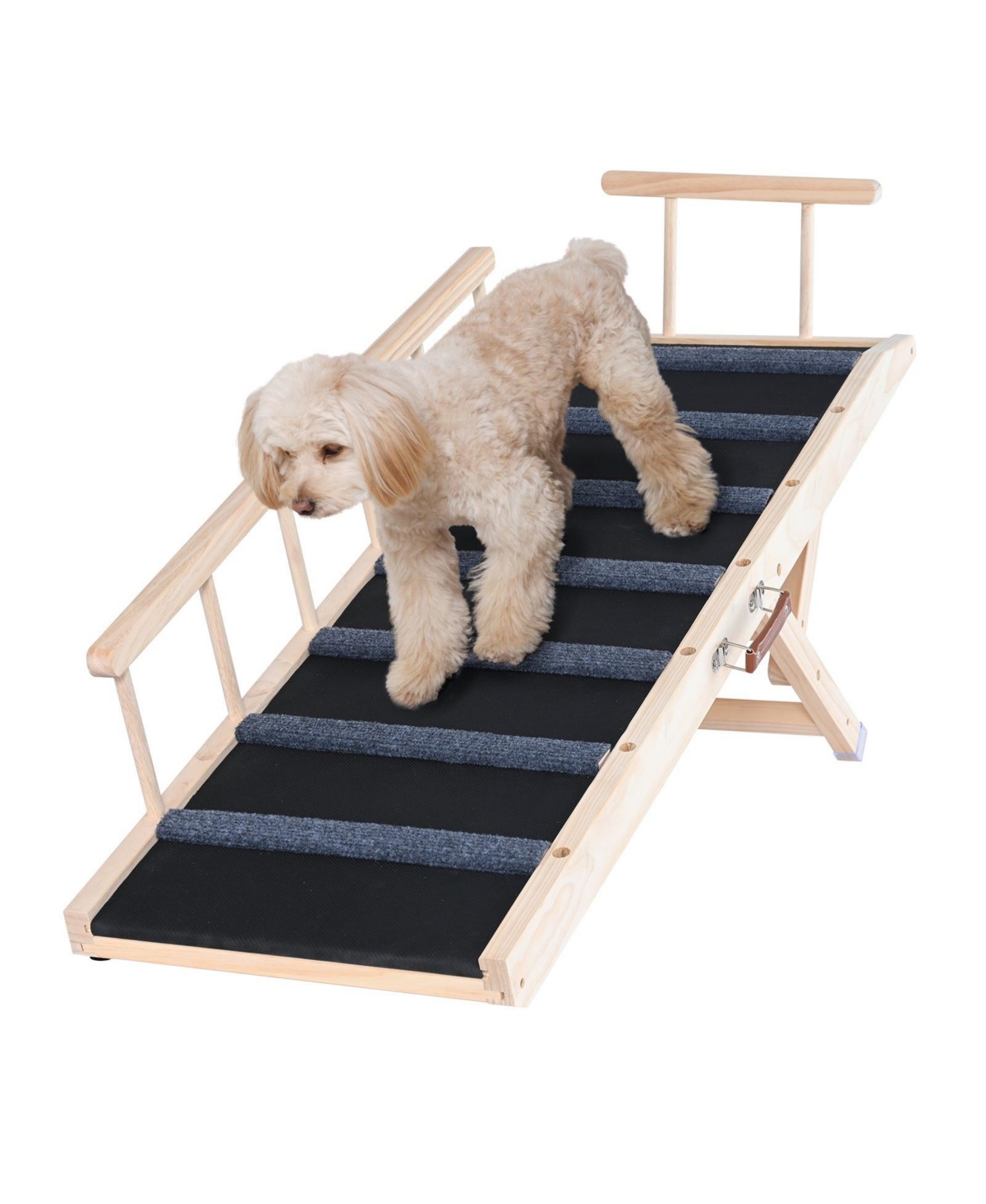 Sugift Folding Wooden Pet Ramp 47.2 in Long with 6 Adjustable Heights