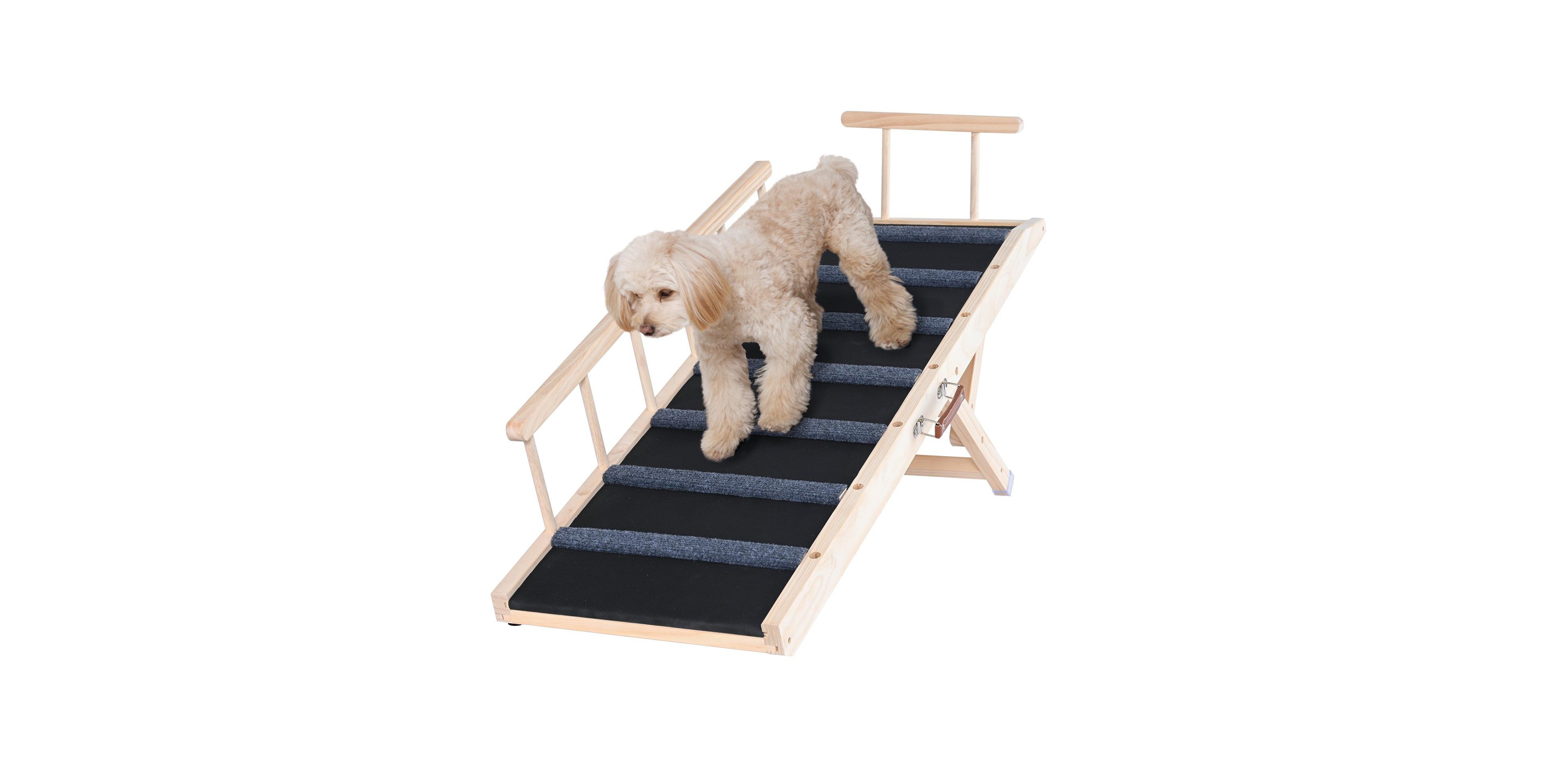 Sugift Folding Wooden Pet Ramp 47.2 in Long with 6 Adjustable Heights