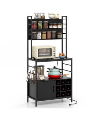 Bar Cabinet with Wine Bottle Holders and Storage Shelves