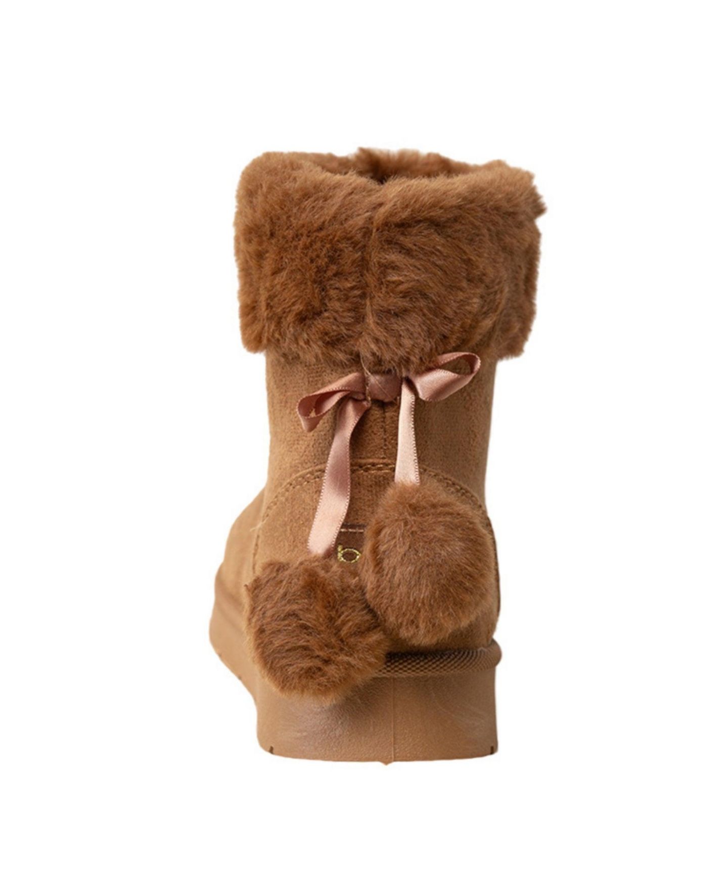 Ботинки Bebe Faux-Fur Cuff Boots with Bow and Pom-Pom Accents для девочек, цвет: Коньячный — фото 5