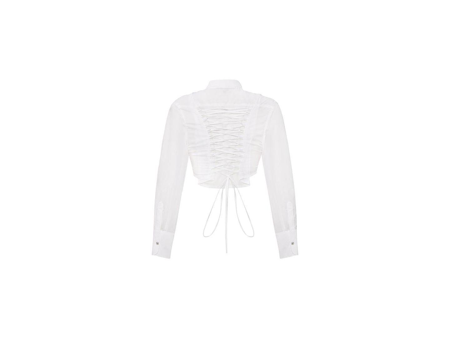 Женский топ PCFG Long-Sleeve Adjustable Tie-Back Crop, цвет: Белый — фото 4