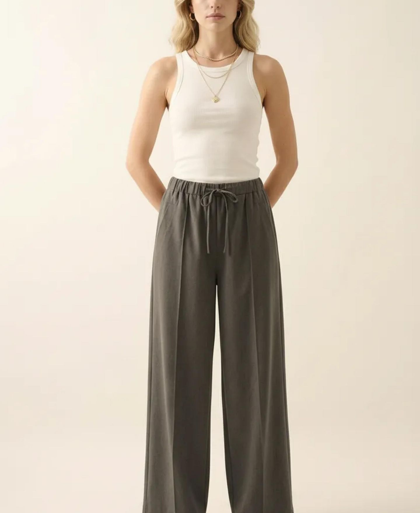 Женские брюки Modenaire High-Rise Drawstring Wide-Leg, цвет: Угольный — фото 5