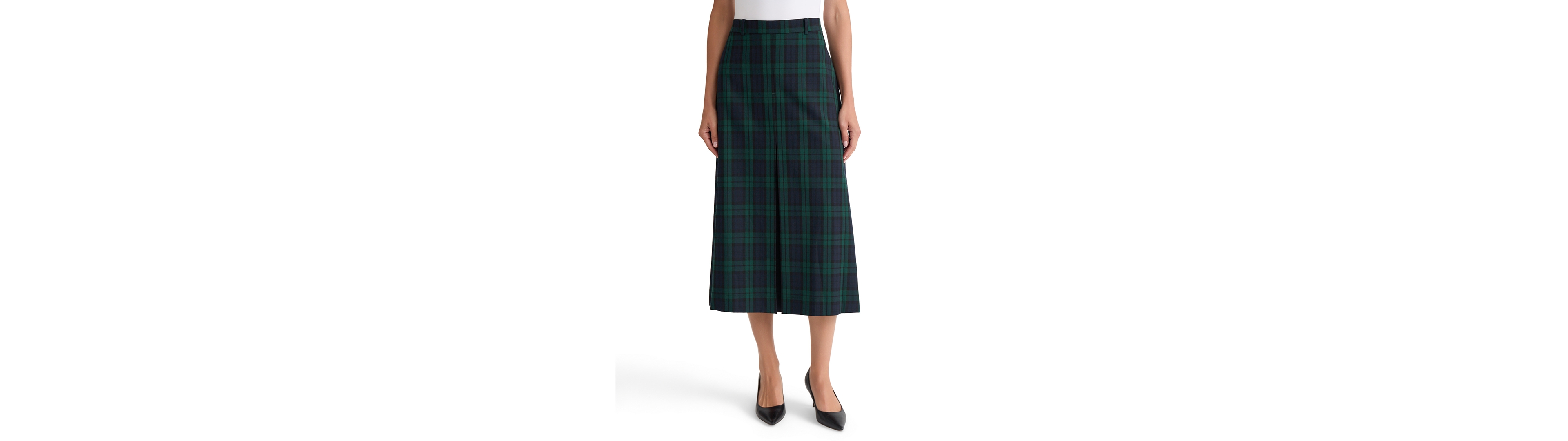 Jones New York Women's Plaid High-Waisted Inverted Pleat Midi Skirt