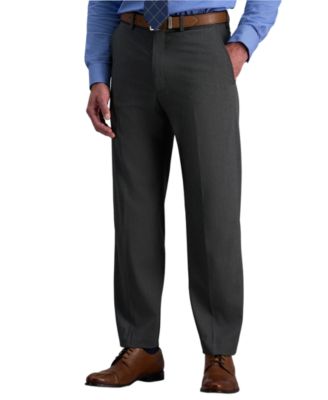 Men's Plain Diamond Weave Classic-Fit Flat-Front Stretch Suit Pants