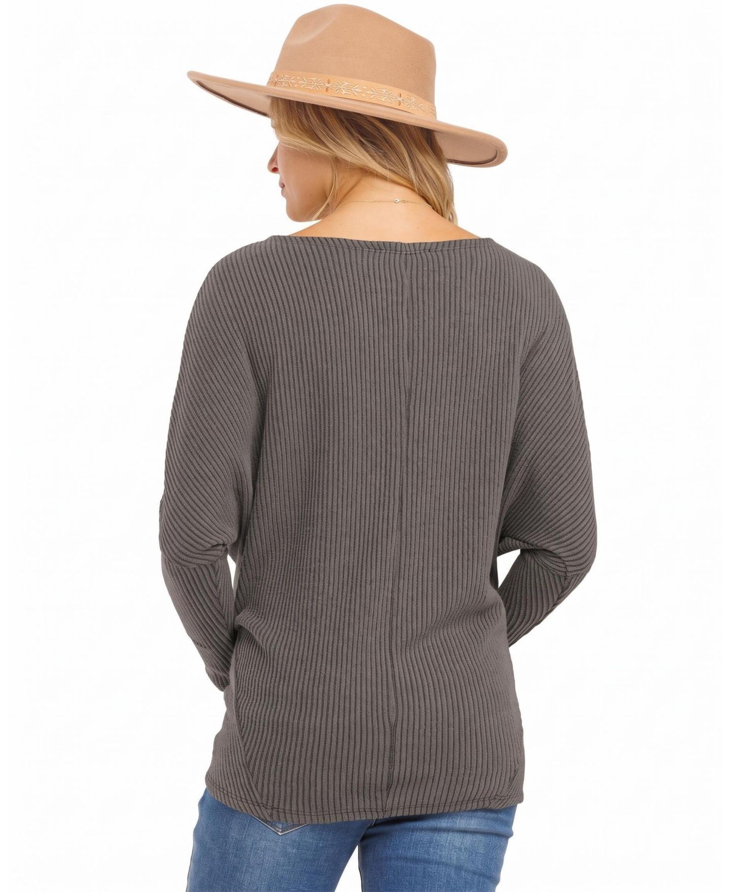 Женский топ Hello Miz Maternity Rib-Knit Boat-Neck Dropped-Shoulder, цвет: Мокко — фото 3
