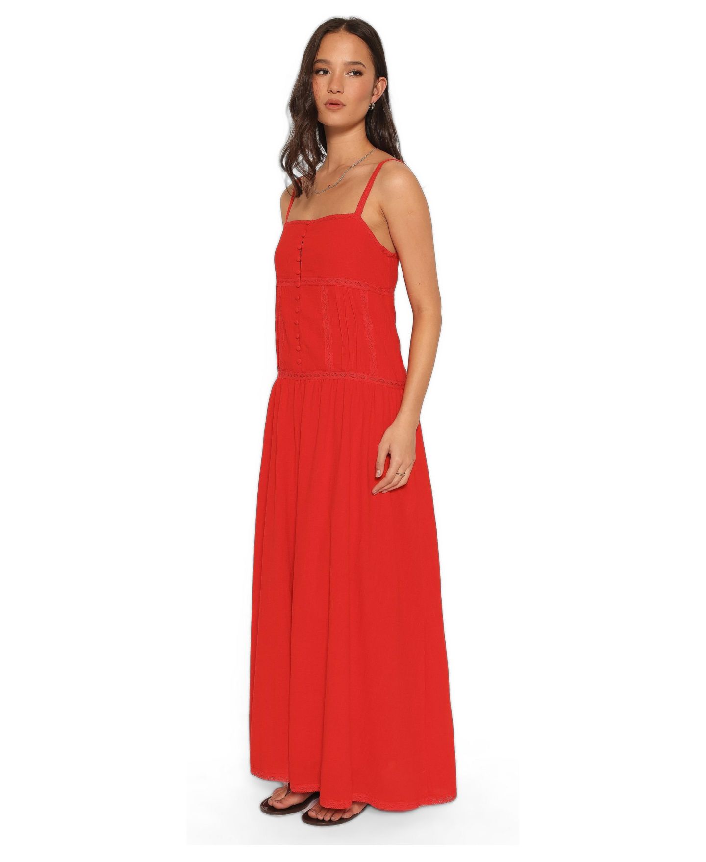 Женское платье Petal and Pup Ebonie Square-Neck Sleeveless Cotton Maxi, цвет: Красный — фото 2