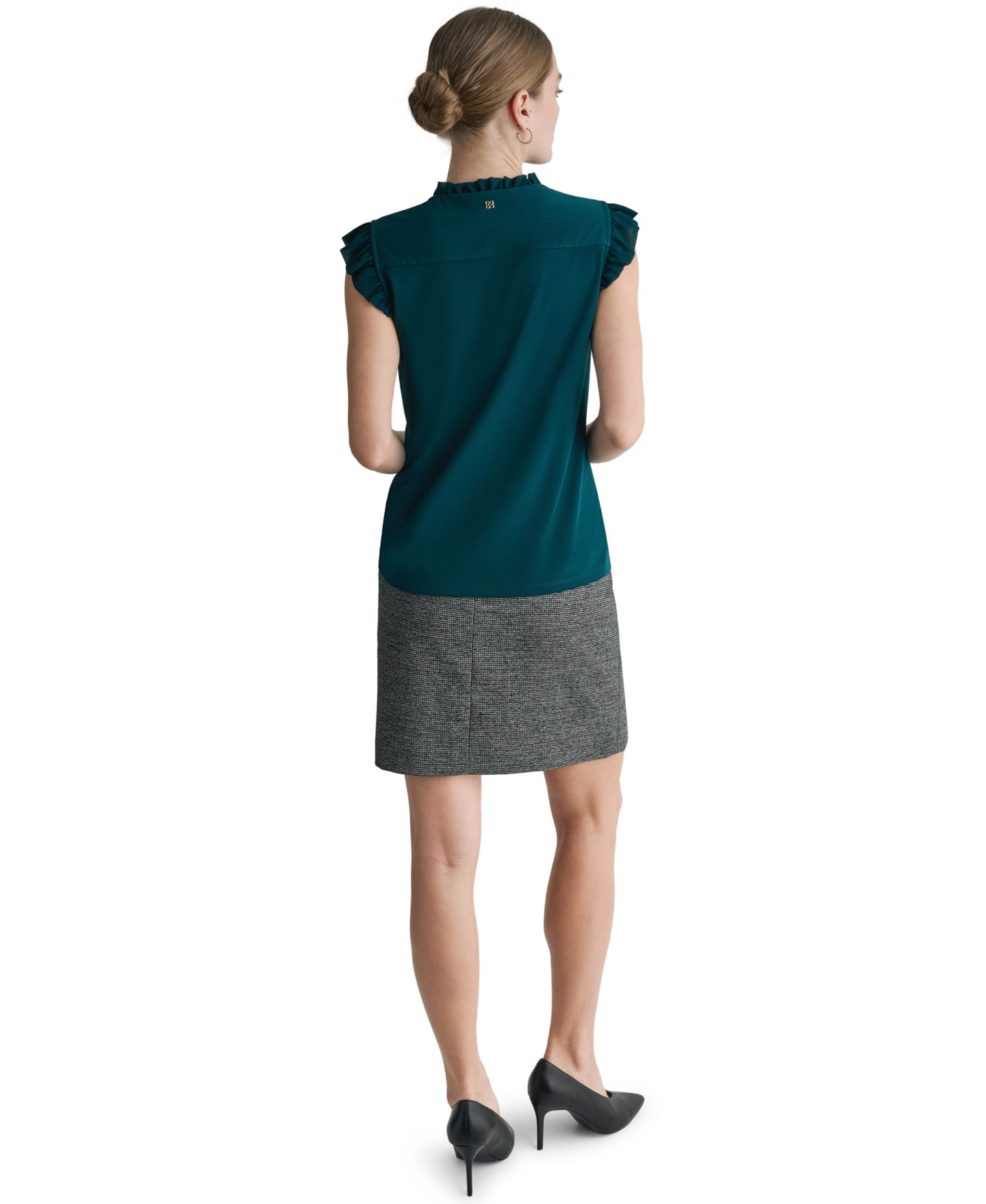 Женская блузка BCBG Mock Neck Sleeveless, цвет: Королевский синий бирюзовый — фото 5