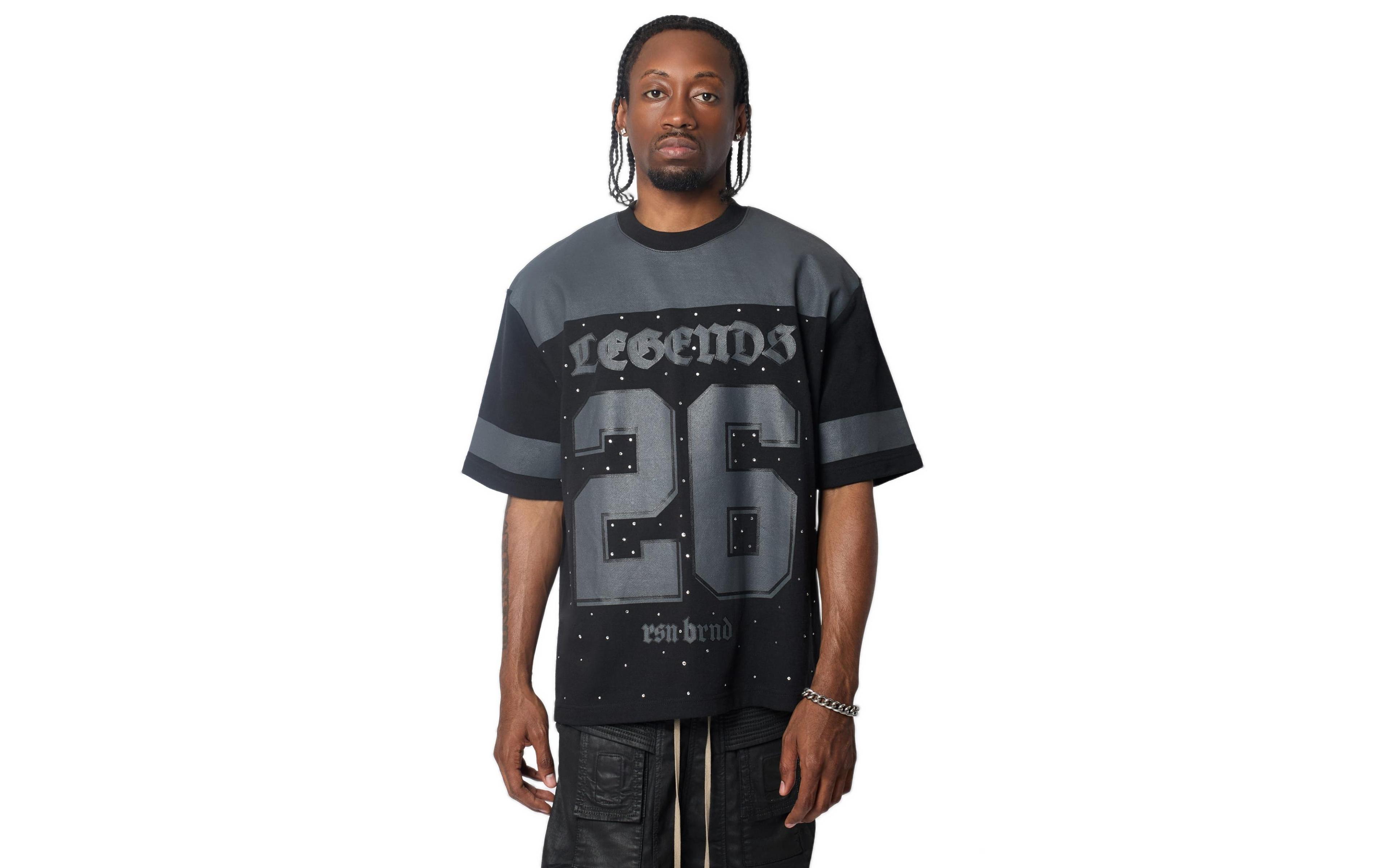 Reason Men's Football Rhinestones Short Sleeve T-Shirt