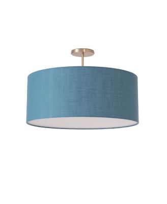 Stretch Semi-Flush Mount - Weathered Brass, Steel Base, Pool Linen Shade, Dimmable