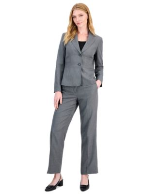 Petite Houndstooth Wide-Leg Work Jacket and Pants, 2-Piece Suit