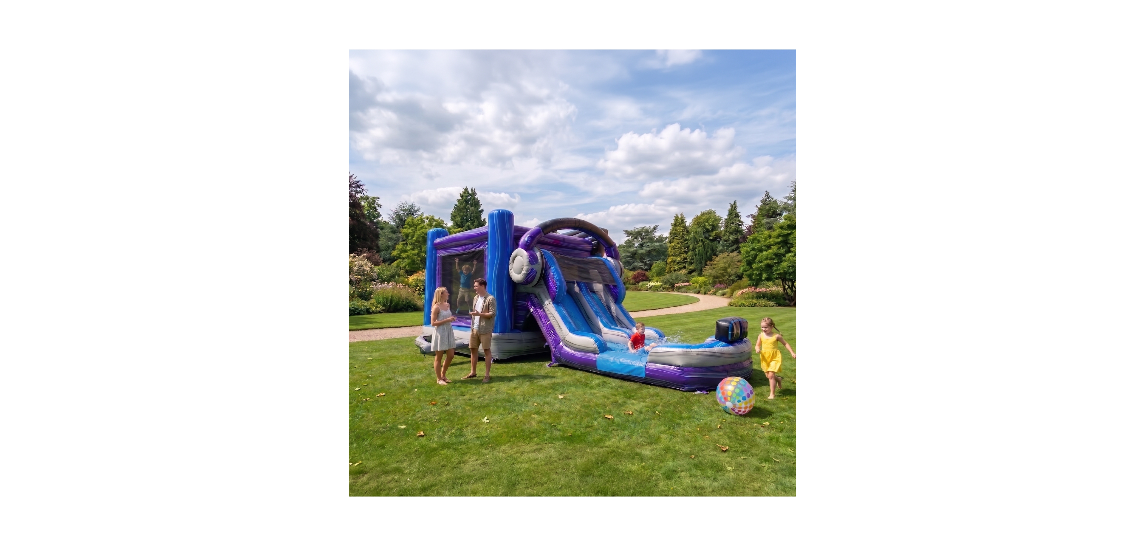 Xjump Glitch Gamer 12 Feet Tall Vinyl Dual Lane Water Slide Bounce House Combo, Ages 3+