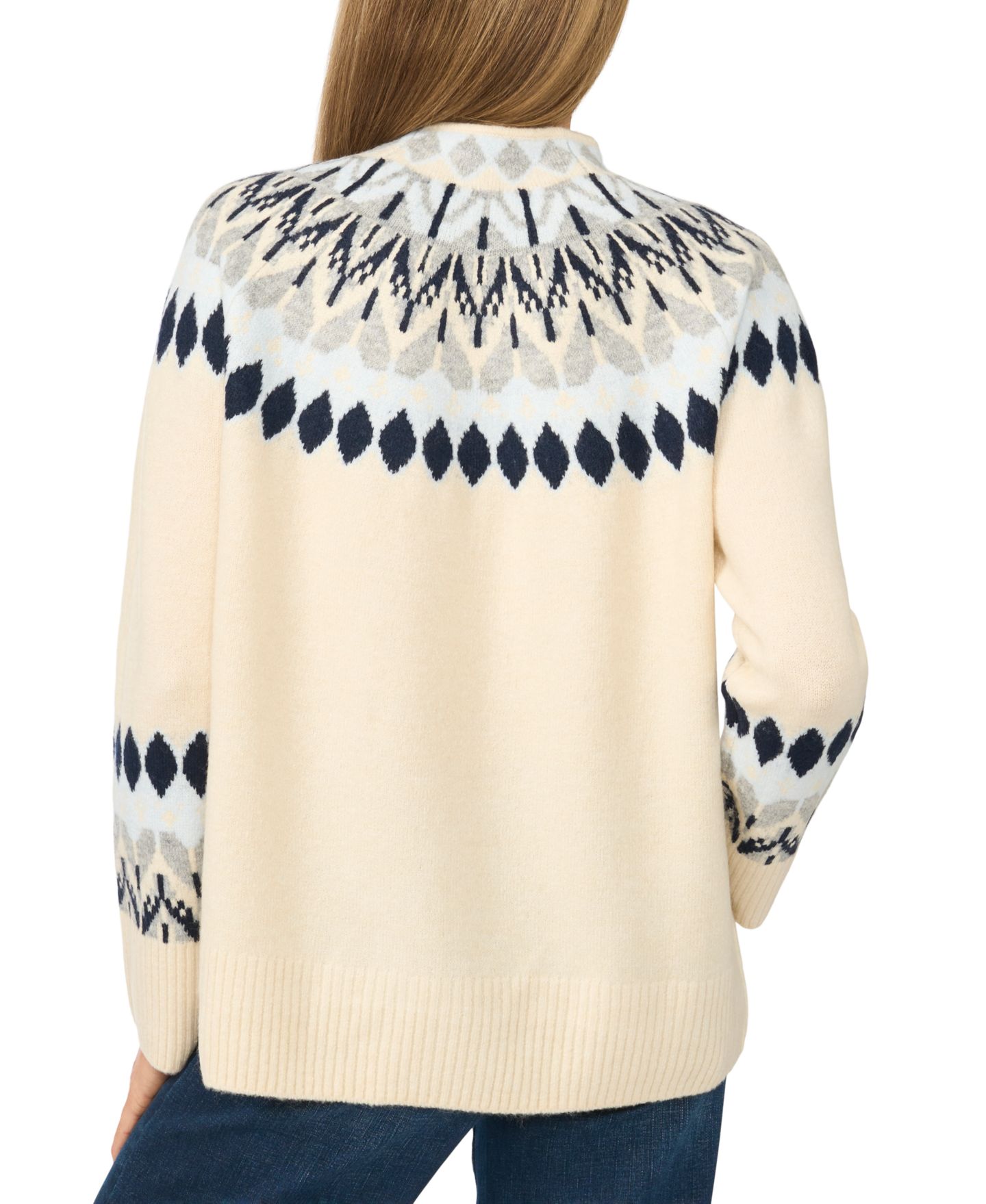 Женский свитер CeCe Fair Isle Long Sleeve Mock Neck, цвет: Берёзовый — фото 3