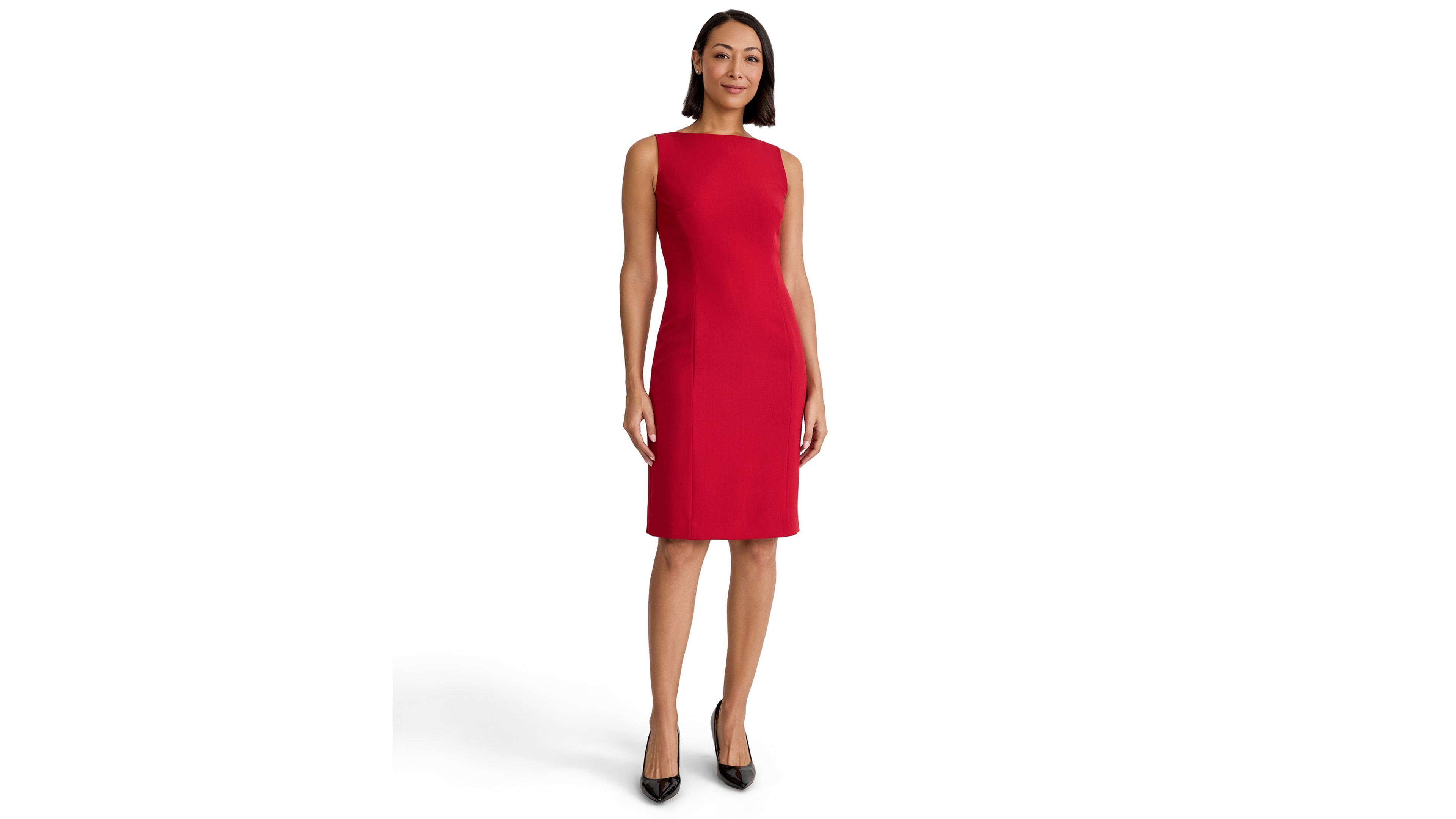 Kasper Women's Boat Neck Sleeveless Seam Detail Dress