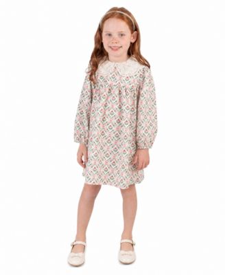 Girls' 2T-6X Puff-Sleeve A-Line Floral-Print Dress