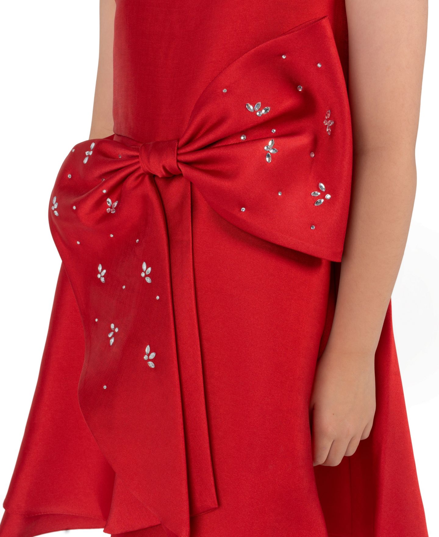 Платье Rare Editions Crystal-Embellished Cascading Bow Fit & Flare Dress для девочек, цвет: Красный — фото 3