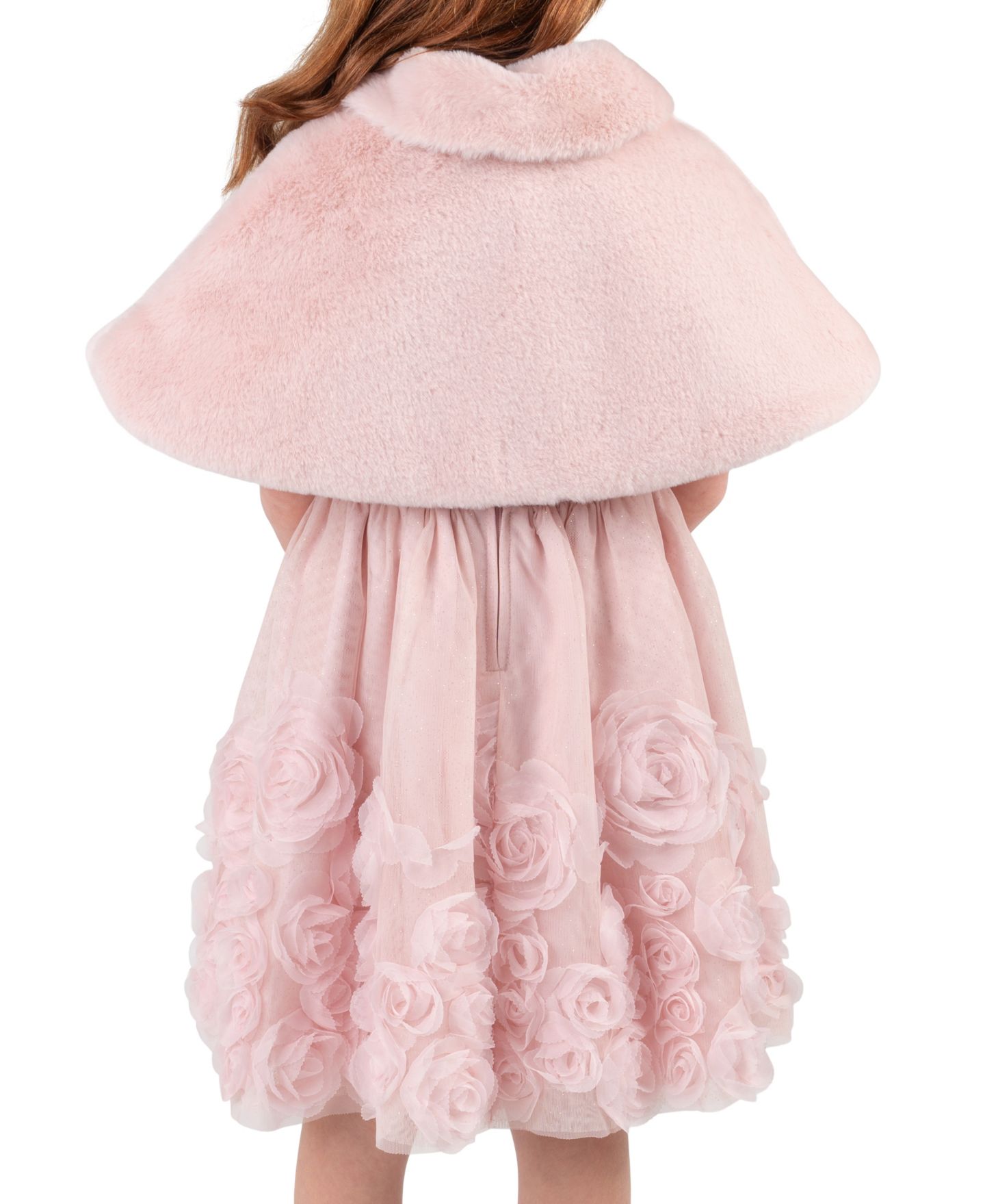 Платье Rare Editions Satin Sleeveless with Fur Bolero для девочек, цвет: Розовый — фото 2