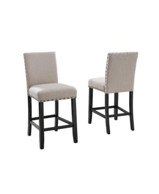 Biony Fabric Counter Height Stools with Nailhead Trim, Set of 2
