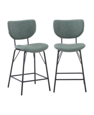 Modern Faux Leather Split-Back Upholstered Counter Height Barstool (Set of 2)