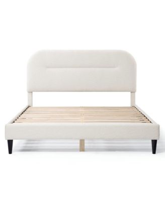 Boucle Upholstered Queen Bedframe with Headboard - Soft Frame