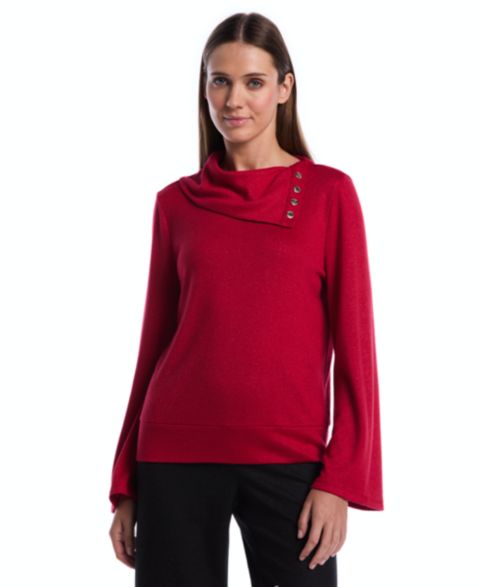 Женская блузка Rafaella Petite Long-Sleeve Cowl Neck, цвет: Красный