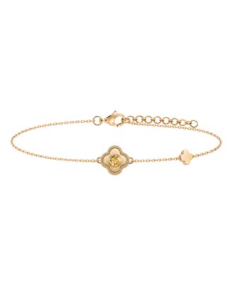 Citrine Clover Bracelet (1/6 ct. t.w.) in 14k Gold