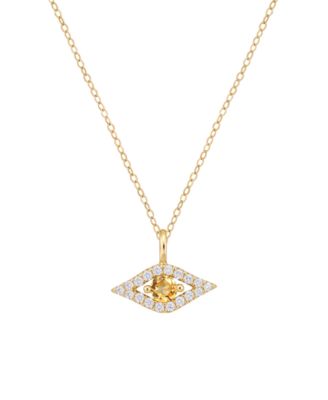 Citrine & Diamond Evil Eye Pendant (1/10 ct. t.w.) in 14k Yellow Gold
