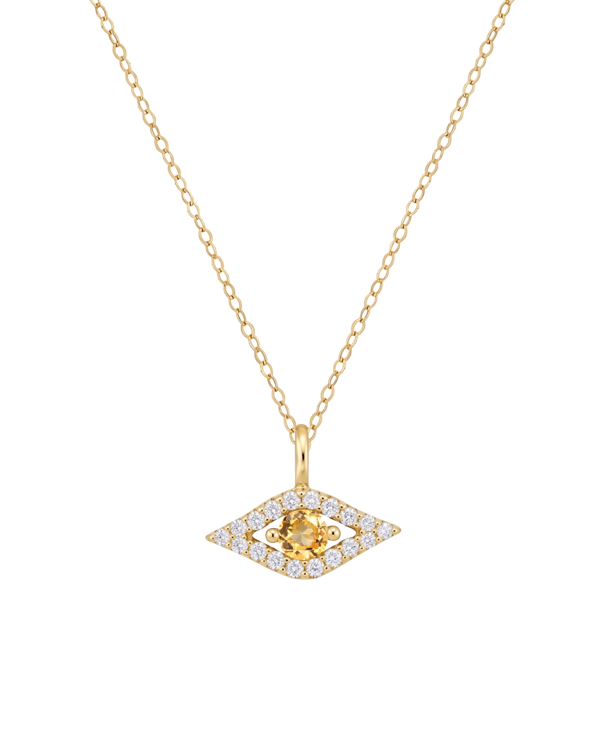 Macy's Citrine & Diamond Evil Eye Pendant (1/10 ct. t.w.) in 14k Yellow Gold - 14k Gold