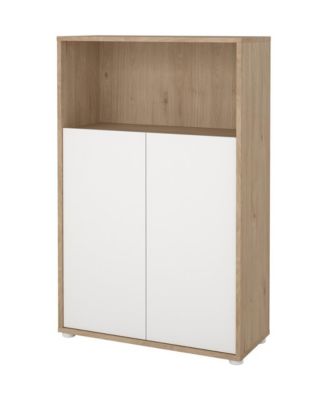3-Shelf Bookcase with 2 Doors and Adjustable Storage Shelves