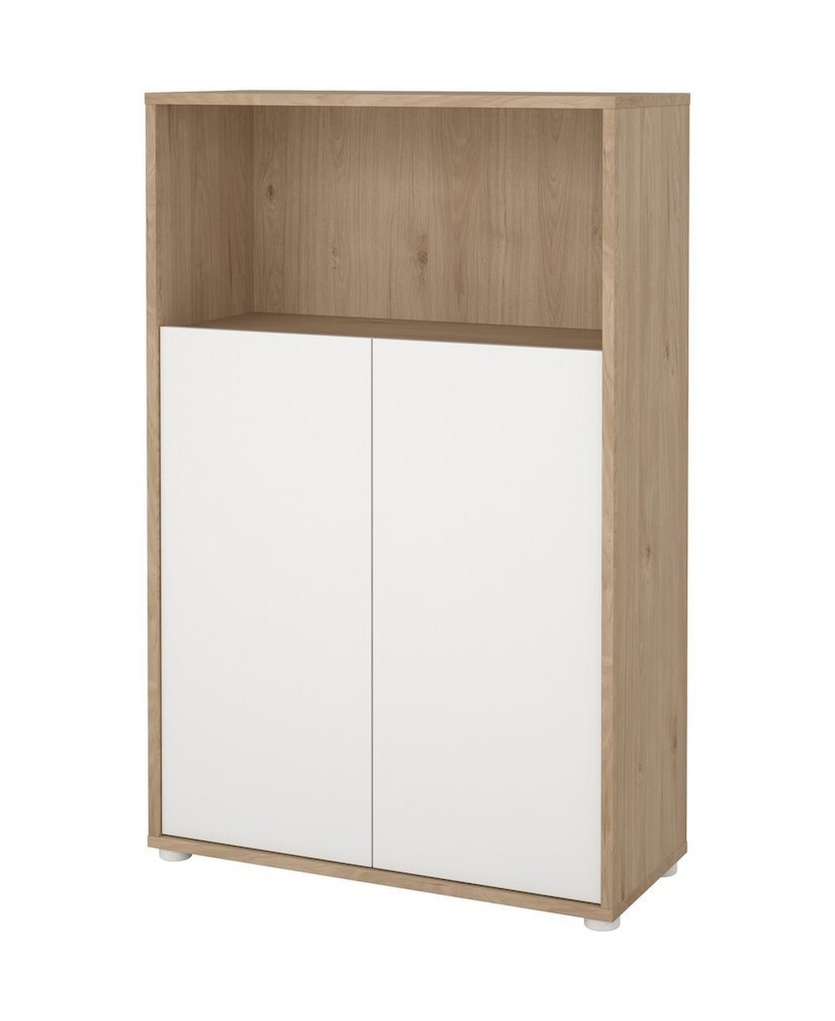 FurniFact 3-Shelf Bookcase with 2 Doors and Adjustable Storage Shelves