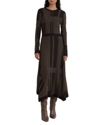 Women's Felicity Long-Sleeve Textured Geometric Knit A-Line Sweater Dress