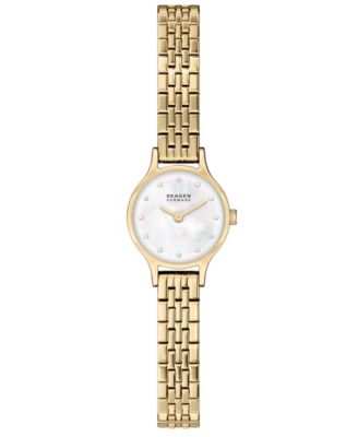 Women's Quartz Anita Micro Imitation Pearl Gold-Tone Stainless Steel Bracelet Watch 20mm