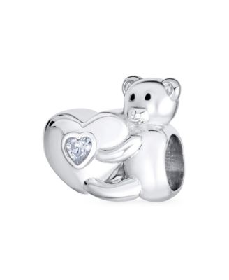 Cubic Zirconia Teddy Bear Heart Charm Bead