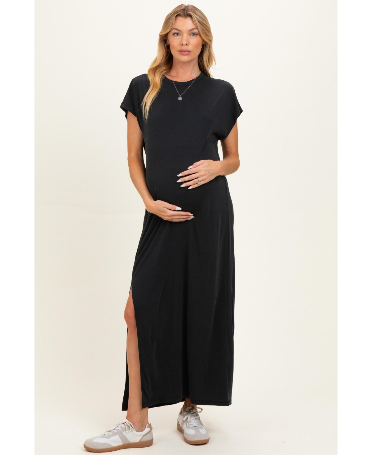 Pinkblush Women's Vintage Black Boxy Side Slit Maxi Dress