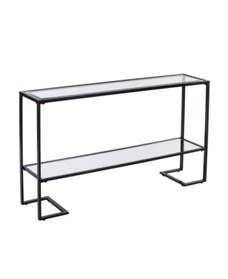 52" Clear and Glass Mirrored Sled Console Table With Shelves