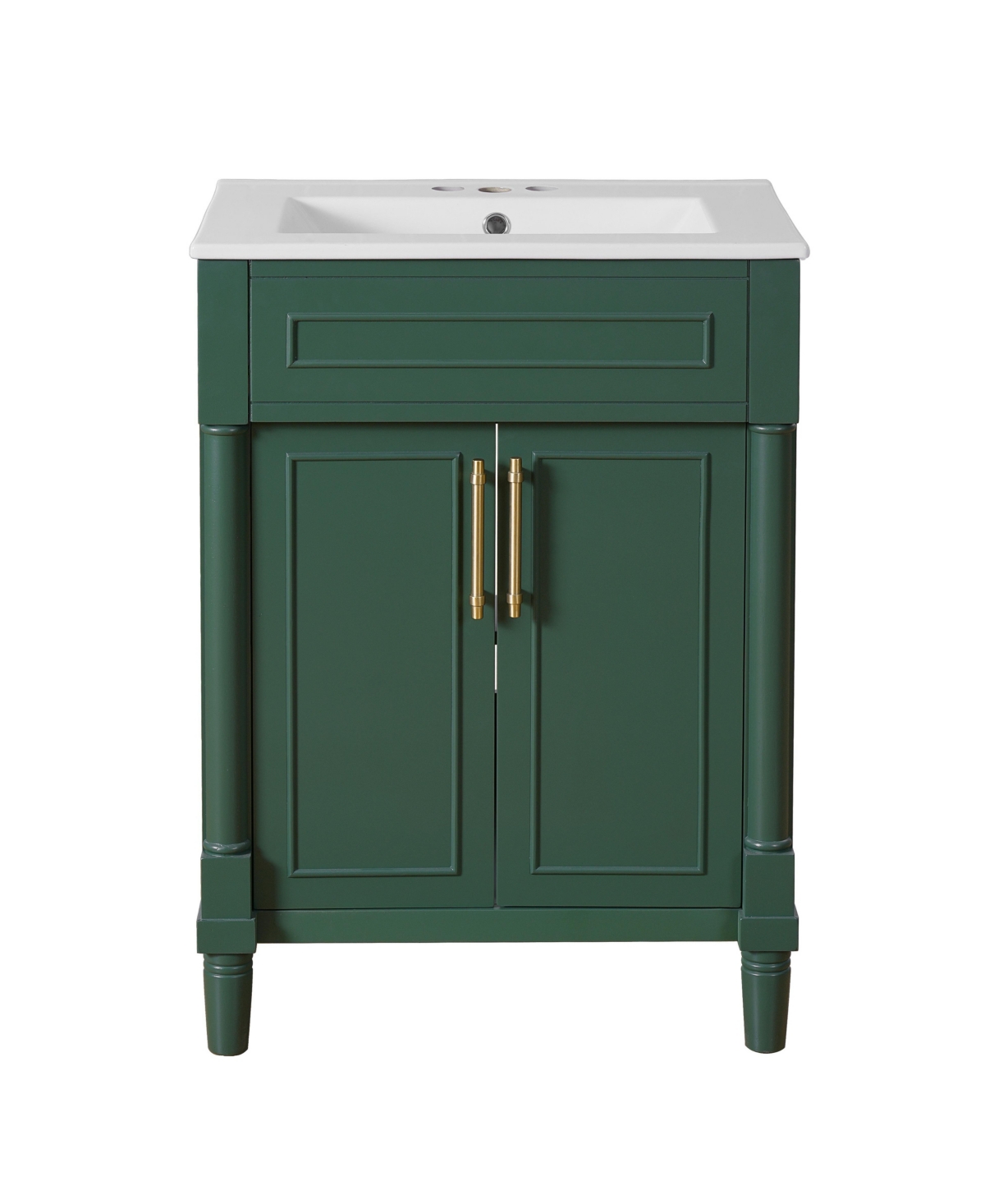 Sillysis 24 Inch Freestanding Bathroom Vanity, Mdf Cabinet with Solid Wood Frame, Ceramic Integrated Sink - Green