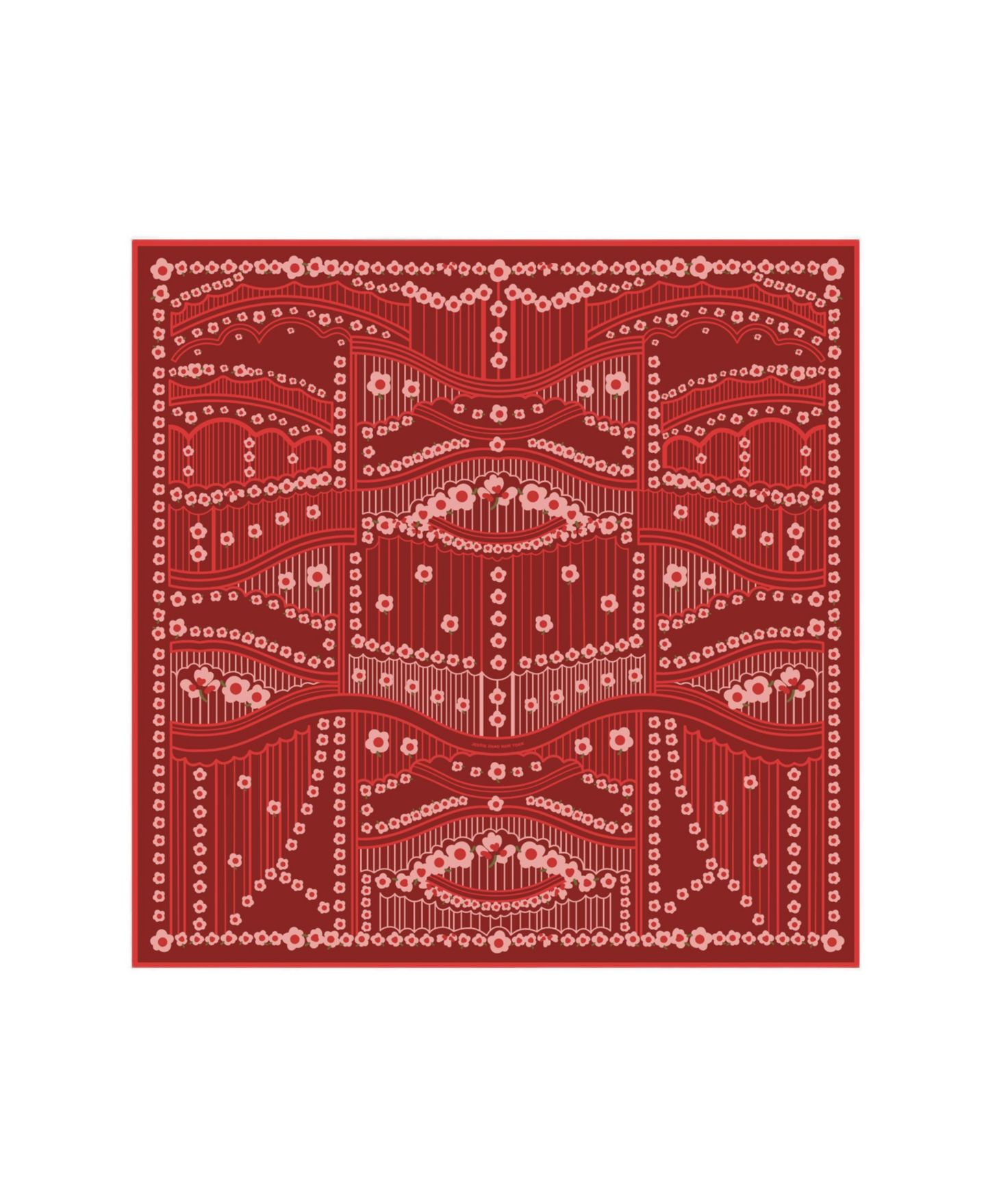 Женский шарф Jessie Zhao New York 25" W x 25" L Scarlet Rhythm Double-Sided Silk, цвет: Красный — фото 1