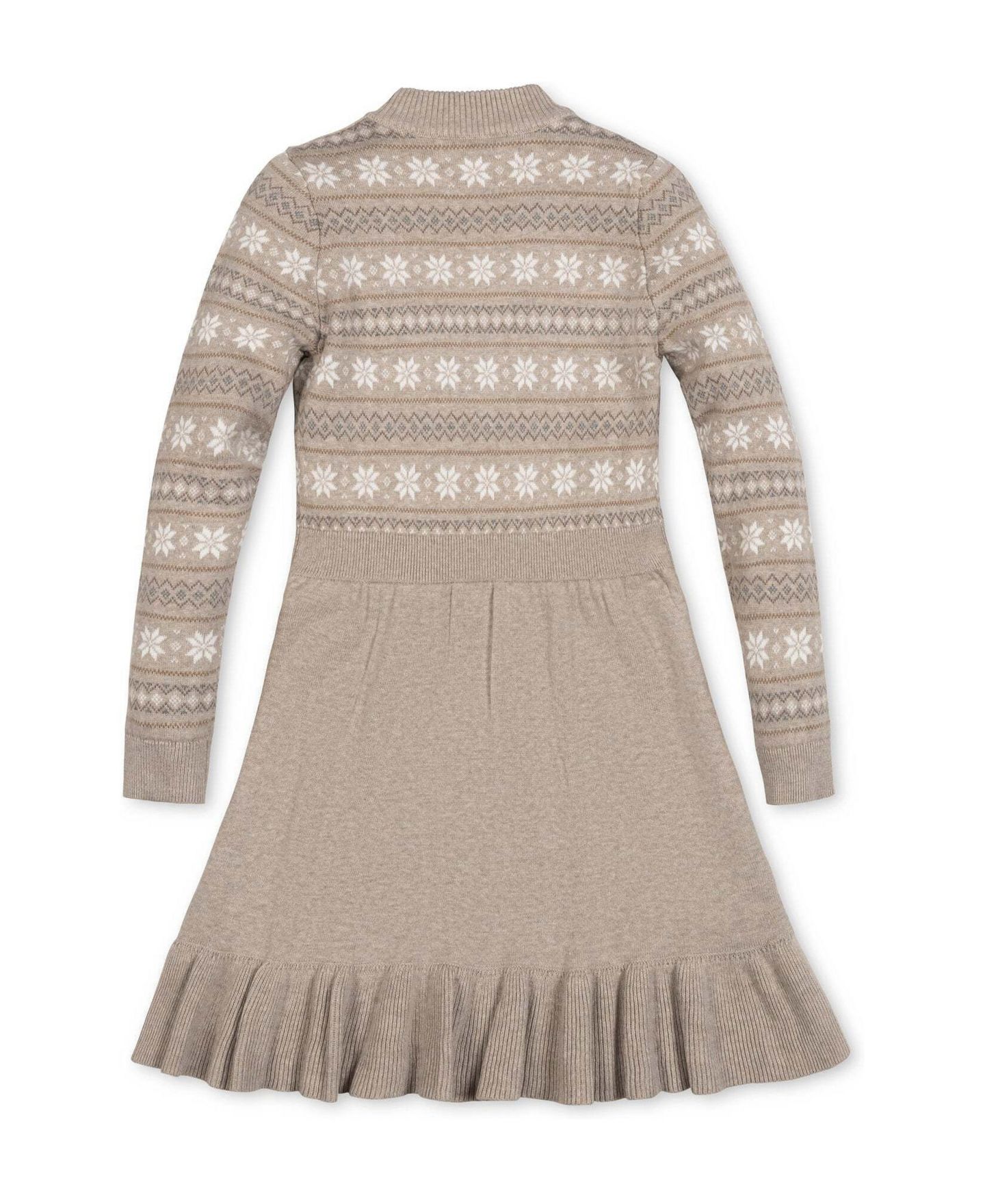 Платье Hope & Henry Mock-Neck Long-Sleeve Flounce Organic Cotton Sweater Dress для девочек-малышей, цвет: Серо-коричневый меланжевый — фото 2