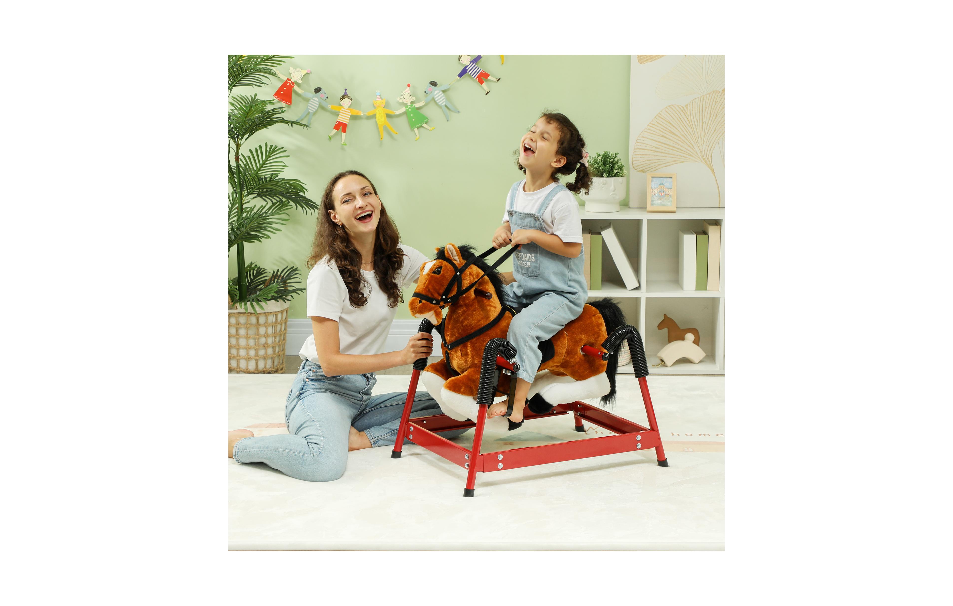 Sevorley Kids Rocking Horse with Neighing Sounds, Steel Springs, 132 lbs, Ages 3-8